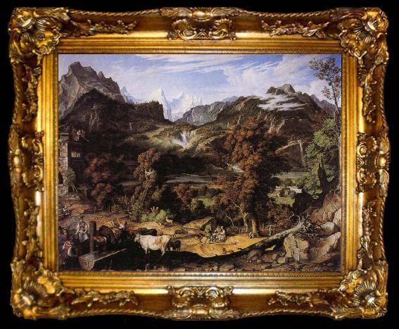 framed  Joseph Anton Koch Swiss Landscape, ta009-2